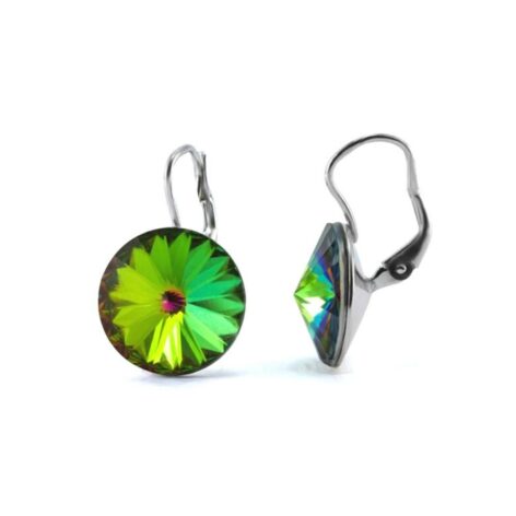 stříbrné náušnice swarovski rivoli iridescent green 12mm šperky jiříček