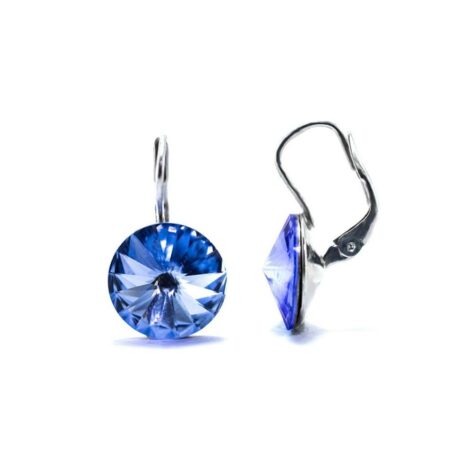 stříbrné náušnice swarovski rivoli light sapphire 10mm šperky jiříček