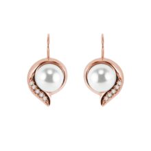 náušnice s perlami a zirkony růžové zlato