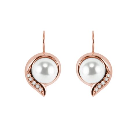 náušnice s perlami a zirkony růžové zlato