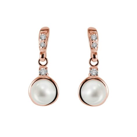 náušnice s perlami růžové zlato