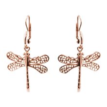 náušnice vážky růžové zlato
