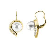 zlaté náušnice s perlami a zirkony