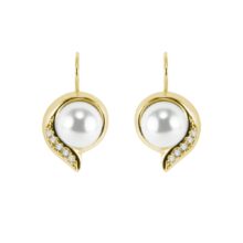 zlaté náušnice s perlami a zirkony