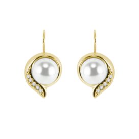 zlaté náušnice s perlami a zirkony