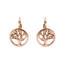 náušnice růžové zlato strom života