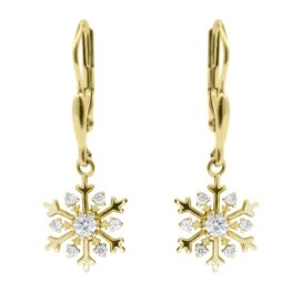 visací zlaté náušnice sněhová vločka