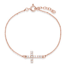 zlatý-náramek-křížek-s-kamínky-šperky-jiříček-růžové-zlato