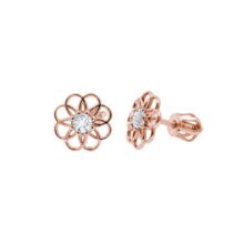 náušnice květy růžové zlato
