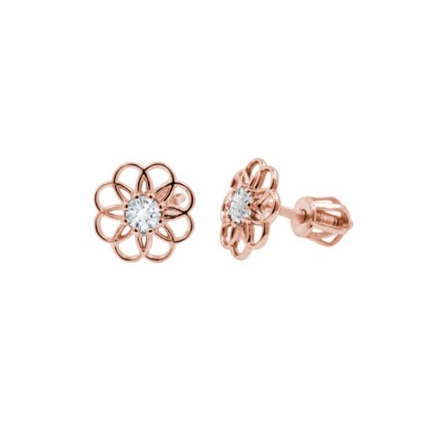 náušnice květy růžové zlato
