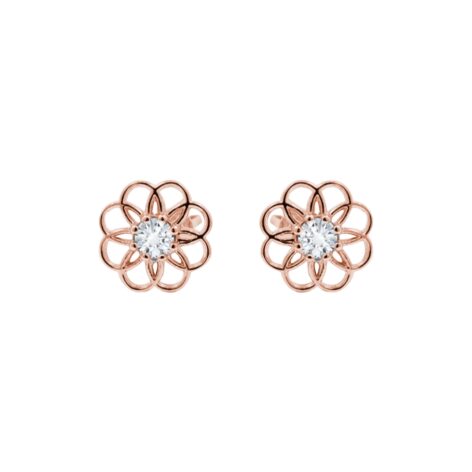 náušnice květy růžové zlato