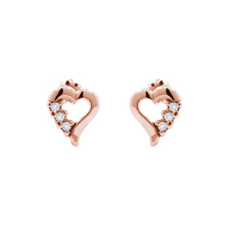 náušnice srdce s kamínky růžové zlato