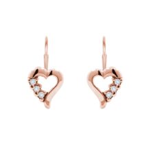 náušnice srdce s kamínky růžové zlato