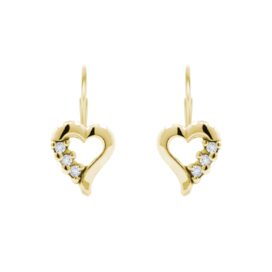 zlaté náušnice srdce s kamínky