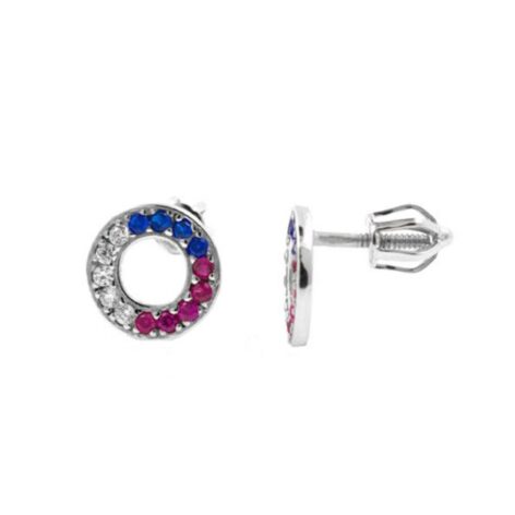 stříbrné náušnice kruh trikolora šperky jiříček