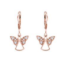 zlaté náušnice anděl s kamínky růžové zlato