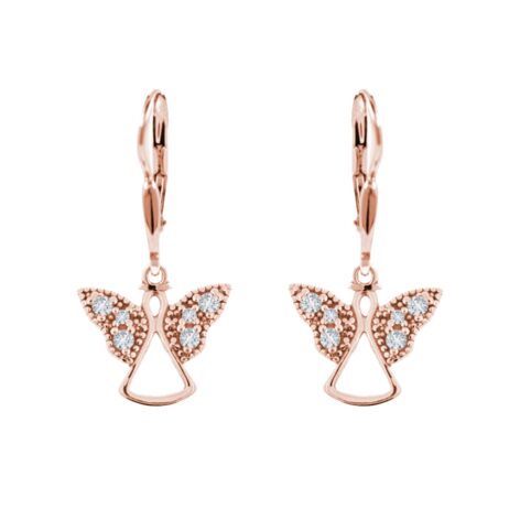zlaté náušnice anděl s kamínky růžové zlato