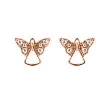 zlaté náušnice anděl s kamínky růžové zlato