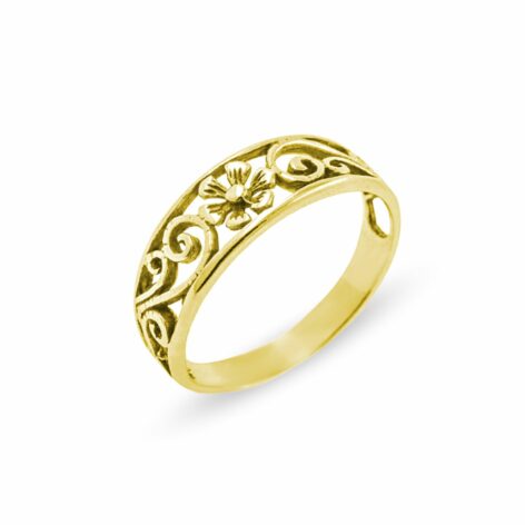 zlatý prsten s kytičkou