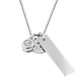 Personalizovaný stříbrný náhrdelník Destičky a kamínek s možností rytiny stříbrný