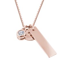 Personalizovaný stříbrný náhrdelník Destičky a kamínek s možností rytiny růžové zlato