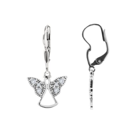 stříbrné náušnice anděl s kamínky visací