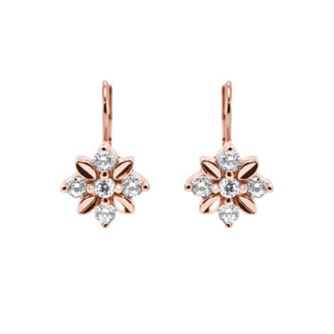 Elsa náušnice se zirkony růžové zlato na klapku šperky jiříček zepředu