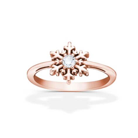 Zlatý prsten Sněhová vločka růžové zlato šperky jiříček zezhora