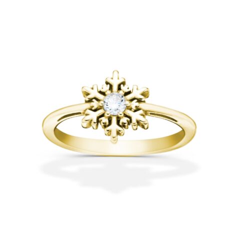 Zlatý prsten Sněhová vločka šperky jiříček zezhora