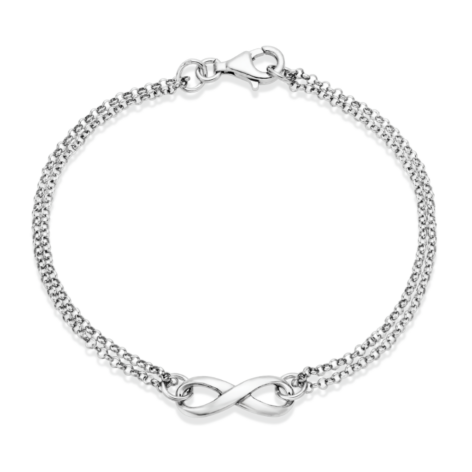nekonečno s dvojitým řetízkem stříbrný náramek bílé zlato šperky jiříček