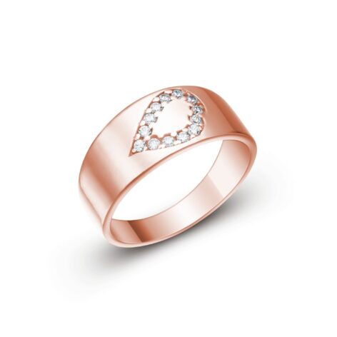 Gianna moderní prsten se srdíčkem se zirkony šperky jiříček růžové zlato
