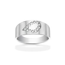 Gianna moderní stříbrný prsten se srdíčkem se zirkony šperky jiříček bílé zlato zepředu