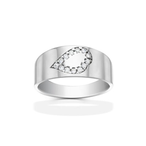 Gianna moderní stříbrný prsten se srdíčkem se zirkony šperky jiříček bílé zlato zepředu