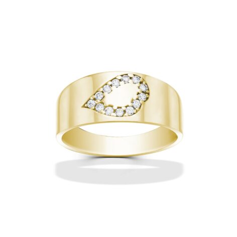 Gianna moderní zlatý prsten se srdíčkem se zirkony šperky jiříček žluté zlato zepředu