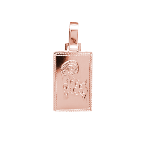 Pollux přívěsek znamení zvěrokruhu beran destička s ruční rytinou růžové zlato šperky jiříček