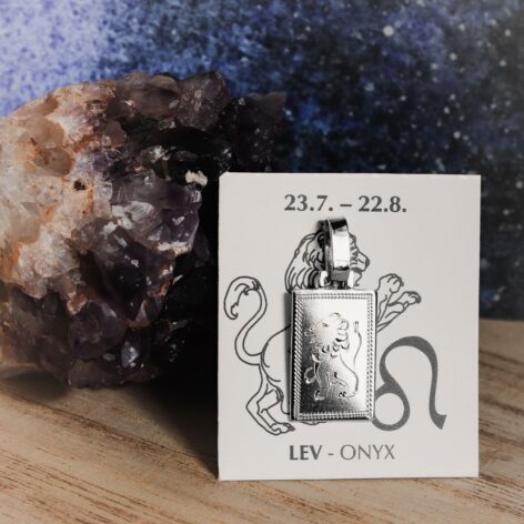 Pollux stříbrný přívěsek znamení zvěrokruhu lev destička s ruční rytinou