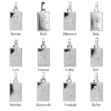 Pollux stříbrný přívěsek znamení zvěrokruhu sada destička s ruční rytinou bílé zlato šperky jiříček popisky