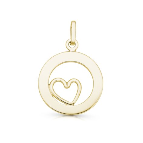 personalizovaný přívěsek kruh se srdíčkem žluté zlato