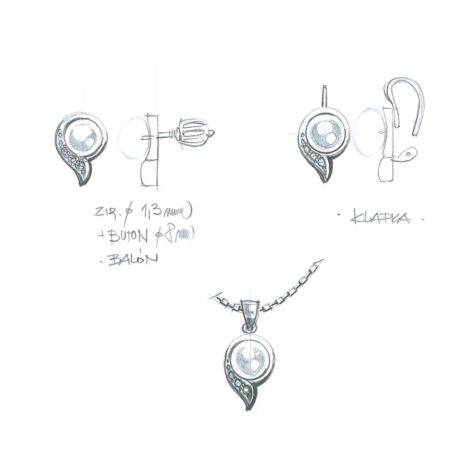 harbor šperky s perlou náčrt design