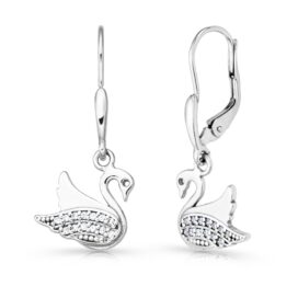Stříbrné náušnice Labuť